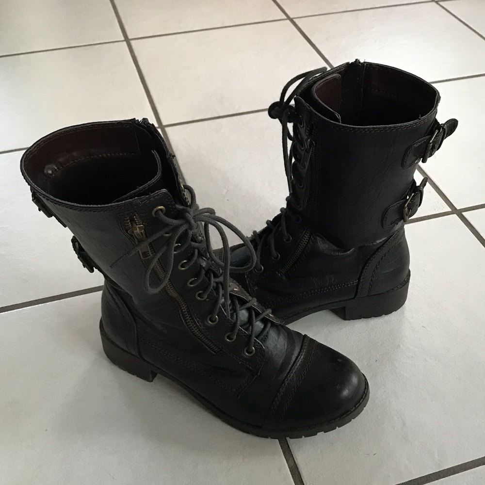 dark brown combat boots